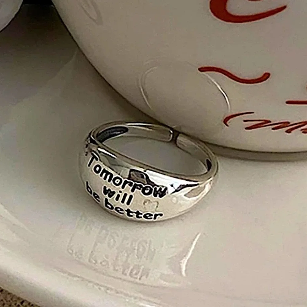 Inspirational Inscription Tomorrow Will Be Better Sterling Silver Ring